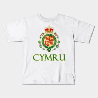 Wales - Coat of Arms Design (Welsh Text) Kids T-Shirt